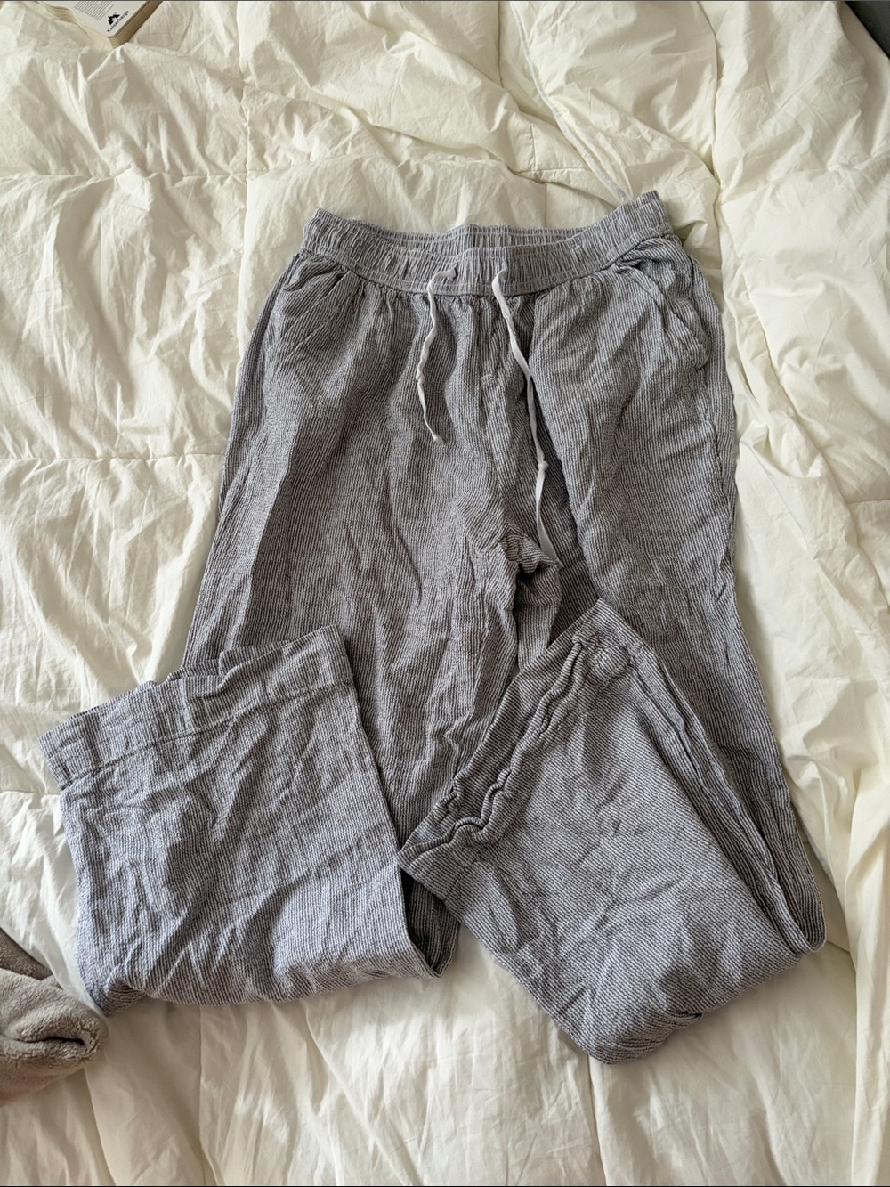 Briggs New York Light Gray Drawstring Linen Pants